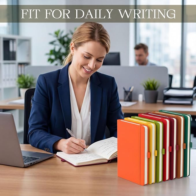 Laumoi 28 Pack A5 PU Leather Lined Notebook Journal, Vibrant Color,Simple | PU Leather Journals, Wide Ruled 5.5x8.2 Inch, For School Business Work Writing, Bulk Ideal for Classroom Office Supplies - Image 3