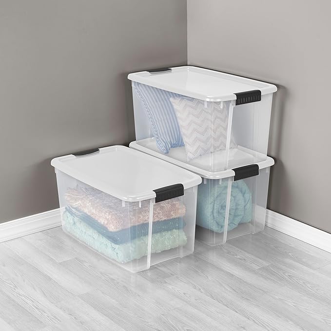Sterilite 12-Pack Ultra Latching Box, Storage Bins with Lids, Clear Plastic, 70 Quart - Heavy-Duty Organizing Containers for Closet, Bathroom, and Office - Image 6
