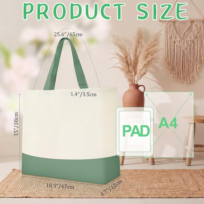 Epakh Canvas Tote Bags Bulk 18.5 x 15 Inch Reusable Grocery Shopping Bags Tote Luggage for Shopping - Image 3