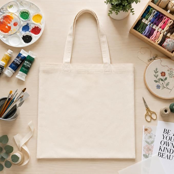 30Pcs Blank Tote Bags, Blank Canvas Tote Bags for Do It Yourself Enthusiast | Suitable for Do It Yourself Enthusiast Personalized Craft, Do It Yourself Gifts for Family, or Friends - Image 2