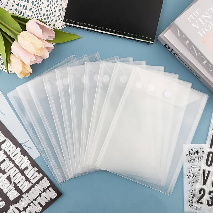BAOFALI 100 Pcs/Set 5 Sizes Clear Stamp and Die Storage Pockets, Stamp Storage Bags, Plastic Envelopes, Scrapbooking Storage Die Cuts for Stencil Storage Card Making Cutting Dies - Image 9