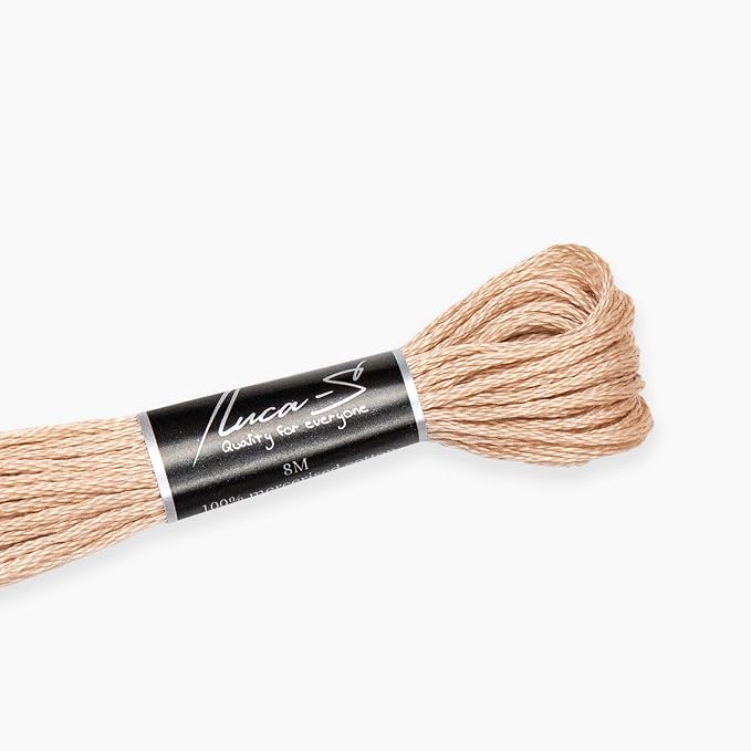 12 Pack of Premium Embroidery Thread Luca-S, 100% Giza Cotton, Oeko TEX Certified Stranded Cotton - 475 / DMC 842 / Anchor 376 by Luca-S