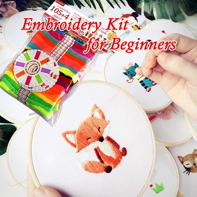 Embroidery Floss Rainbow Color 109 Skeins Per Pack Cross Stitch Threads Friendship Bracelets Floss Crafts Floss with 3 Weaved Plate（105 pcs Embroidery Floss +4 Metallic Embroidery Thread - Image 8