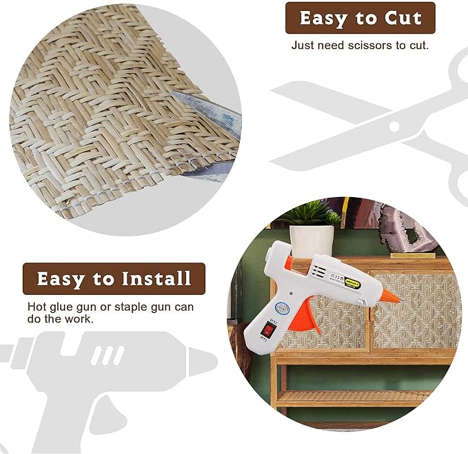 16.5” x3.3FT Natural Rattan Cane Webbing, Woven Mesh Cane Net Roll for DIY Caning Furniture Decor Projects: Chair, Cabinet, Ceiling and Door (+) - Image 5