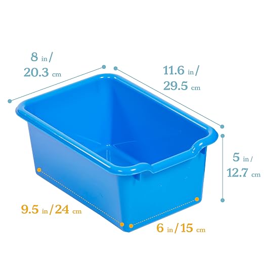 ECR4Kids Scoop Front Storage Bins, Multipurpose Organization, Blue, 10-Piece - Image 2