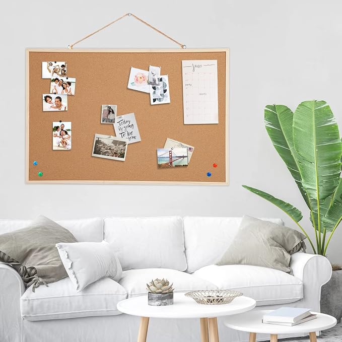 24x36 Large Cork Board for Walls with Solid Wood Frame, Premium Double Sided Bulletin Board for Office & Home, Decorative Hanging Pin Notice Board, 1 Pack - Image 7