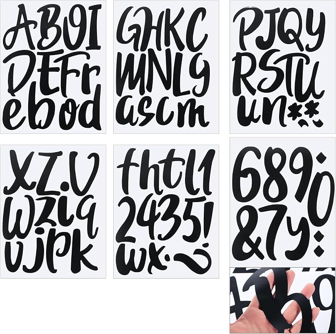 Outus 576 Pcs 8 Sheets Letters Stickers Vinyl Alphabet Number Decals Back to School Supplies for Water Bottles Cups Mailbox Scrapbooking Bulletin Board Classroom Decor(Black,6 Inch) - Image 8