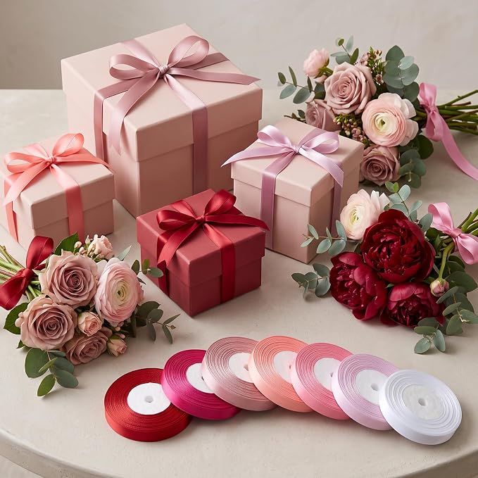 200 Yards Ribbon,3/8 Inch Satin Ribbon,Pink Satin Ribbons | Perfect for Gift Wrapping,Wedding Decoration,Handmade Bows,Wrapping Bouquet and More - Image 5
