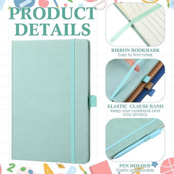 Laumoi 14 Pack Hardcover Lined Journal Notebooks Bulk,Classic Color,A5 | PU Leather Journaling, Wide Ruled, with Pen Holder, for Office Business Work Writing - Image 3