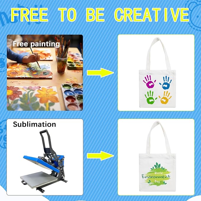 OKBA 8X7.5 Inch Sublimation mini tote bags,Blank Canvas Tote Bags Reusable Grocery Bags, small bags for kids DIY - Image 6