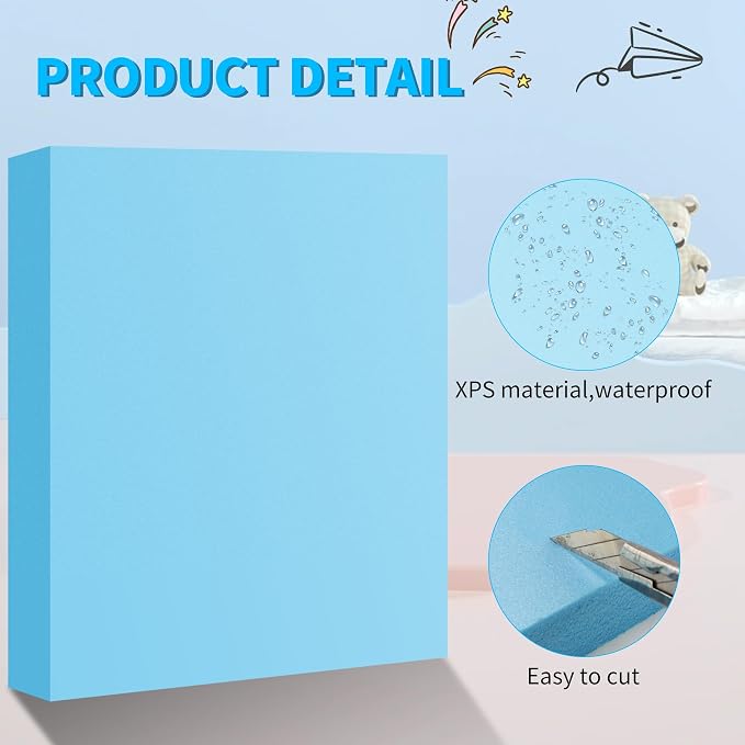 LuckyFoam Blue 4 Pack 15x12x2 inch Foam Sheets 2 Inch Thick | Polystyrene Rectangles XPS Foam Board Craft for Insulating DIY Modeling Art Supplies - Image 3