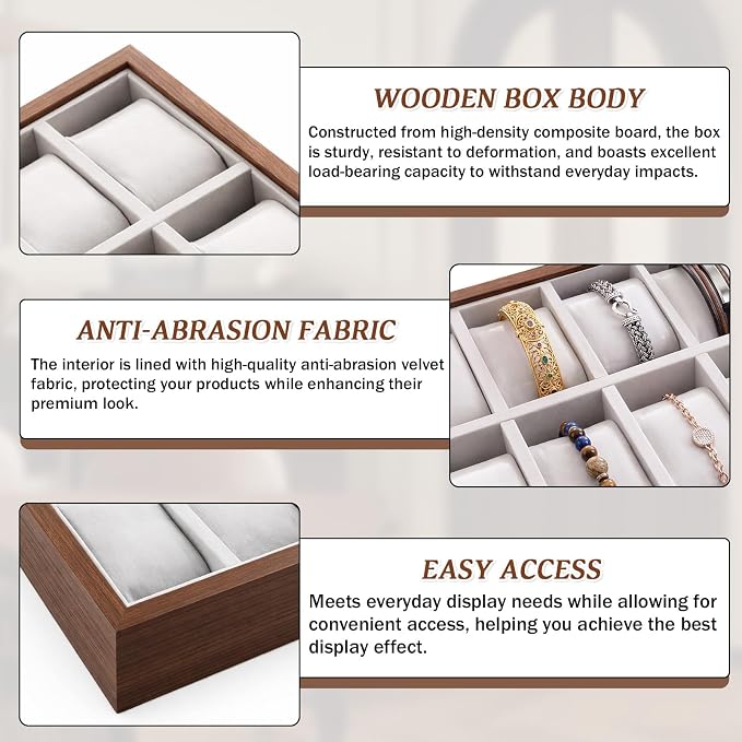 Sintuff 1 Pcs 30 Grids Watch Jewelry Tray Organizer Jewelry Box Organizer with Velvet Lining Display Holder for Men Women Storage - Image 3
