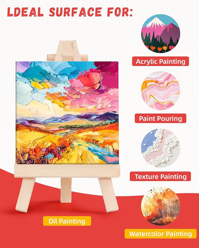 72 Pcs 4x4inch Mini Canvas Boards for Painting, Square Art Panels | 100% Cotton Primed Acid Free Blank for Oil,Watercolor,Acrylic Paint, Collage Art Projects - Image 4