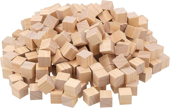 800 PCS 3/4 Inch Wooden Cubes Bulk, 2cm Unfinished Square Wooden Blocks, Smooth Blank Wood Blocks for Crafts, Painting DIY Projects by MAHIONGHOME