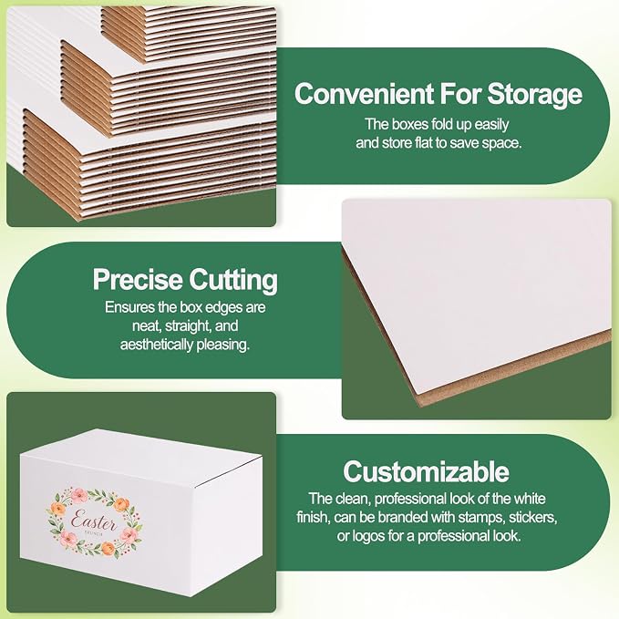 MAPVOLUT 43-Piece Assorted Sizes Small Shipping Boxes - White Corrugated Mailing Boxes for Small Business, Packaging, and Gift Shipping - Includes 4 Sizes (8x6x4, 9x6x4, 10x7x5, 11x6x6) - Image 3