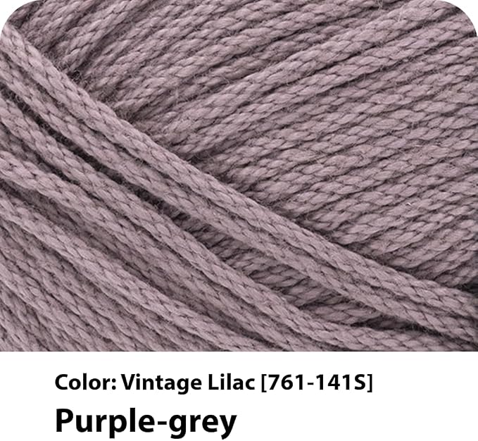 Lion Brand Yarn, 24/7 Cotton Mercerized Lightweight Yarn for Knitting, Crochet, and Crafts, Vintage Lilac, 1 Pack, 185 Yards of Natural Fiber for Breathable Tops, Durable Bags, Easy-Care Dish Cloths | Light Worsted 100% Mercerized Cotton Yarn for Croch... - Image 2