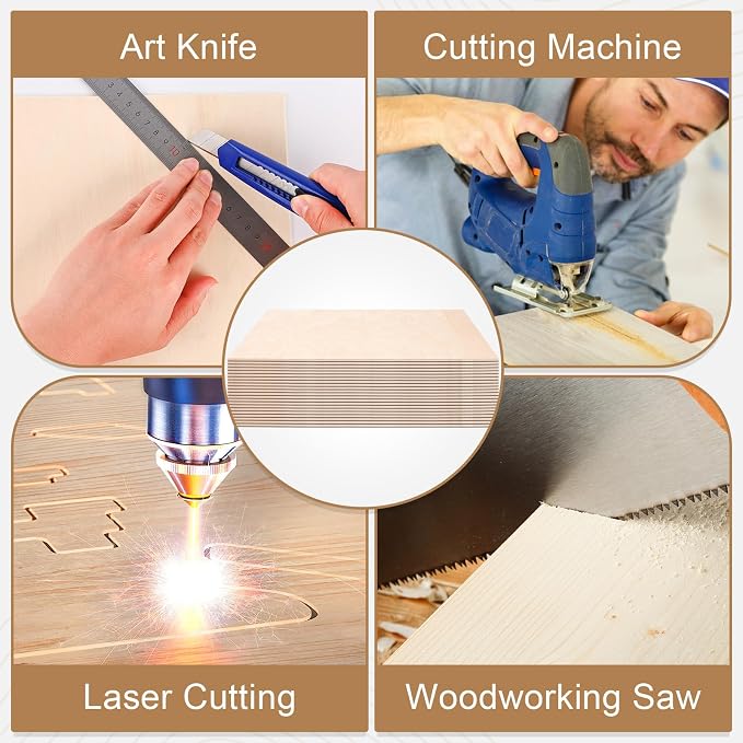 40 Pack Basswood Sheets for Crafts,12"x12"x1/8" 3mm Thick Plywood Sheets with Smooth Surfaces-Unfinished Squares Wood Boards for Laser Cutting, Wood Burning, Architectural Models, Staining - Image 4