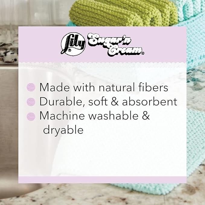 ILY Sugar'N Cream Cones Mistletoe Yarn - (Pack of 1) 400g/14oz - Cotton - 4 Medium - Knitting, Crocheting & Crafts | #4 Worsted Yarn, 100% Cotton Cone Yarn for Crochet, Knitting, Dishcloths and Crafts, 674 Yards, 400g/14.11oz, 1-Pack - Image 4