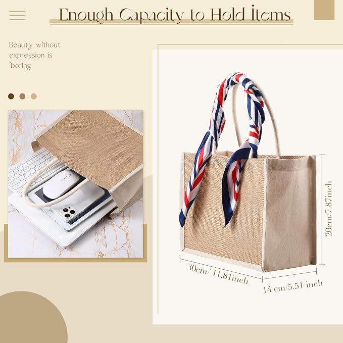 Reginary 16 Pcs Jute Tote Natural Burlap Gift Bags for Bridesmaid Wedding - Image 2