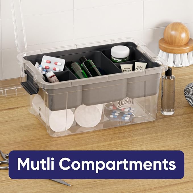 Superio Small Storage Container Organizing Bin with Removable Tray Plastic Tools, Sewing, Crafts Box, 3.5 Qt. - Image 4