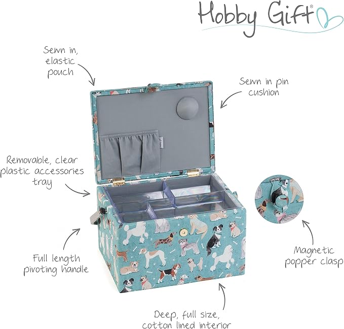 Hobby Gift Large Sewing Box Craft Storage Box with Handle Internal Accessories Tray Pin Cushion and Pocket for Sewing Knitting and Hobby Supplies - Image 5