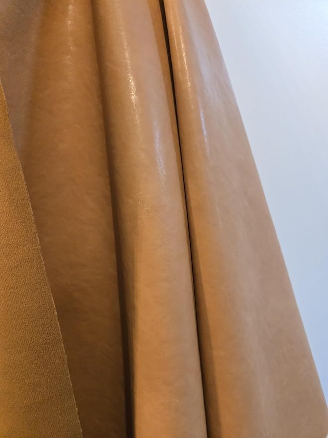 NAT Leathers | Wheat Camel Tan Soft Faux Vegan Leather PU (Peta Approved Vegan) | 2 Yard (72 x 54 inch Wide) Cut by Yard | Synthetic Pleather Nappa 0.9 mm Smooth Upholstery | 72"x54" - Image 3