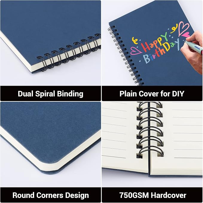EUSOAR Spiral Ruled Notebook, A5 6 Pack 5.5" x 8.3" 120 Pages Hardcover Lined Travel Writing Notebooks, Memo Notepad Sketchbook, Students College Office Business Subject Diary Ruled Book Journal - Image 4