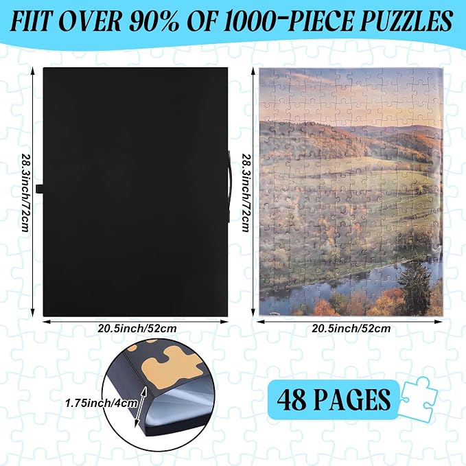 Geetery 48 Pockets Puzzle Storage Folder for 1000-piece Puzzles Holds 96 Sheets Puzzles Large Capacity Portable Jigsaw Organizer Binder Dustproof Storage Gifts - Image 2