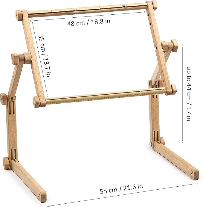 Needlework Table and Lap Hands-Free Stand with Adjustable Frame Made of Organic Beech Wood Tapestry Cross Stitch Embroidery Frame Holder (35х48 cm (13.7" x 18.8")) - Image 3