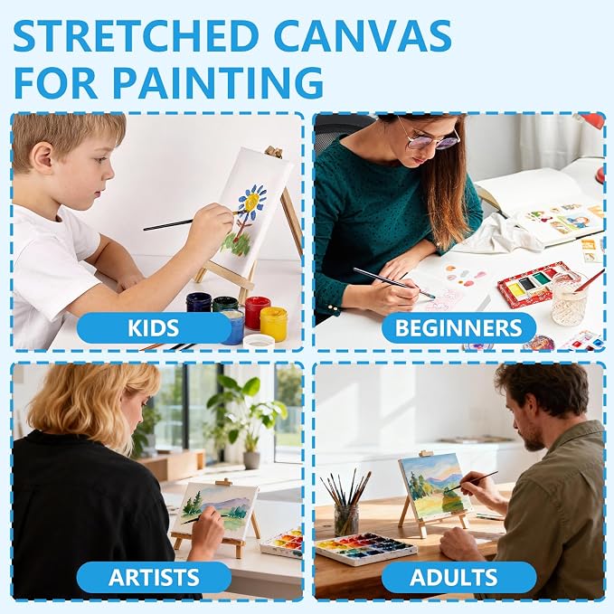 ESRICH Stretched Canvas for Painting 5x7, 48 Pack Small Canvases for Painting 5/8" Profile Primed Acid-Free Blank Painting Canvas for Kids & Artists for Decorations, Painting Parties. - Image 6