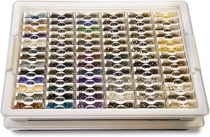 Elizabeth Ward Bead Storage Solutions Plastic Storage Tray and Bead Organizer with 78 Containers of Various Sizes, Tray, and Lid for Beads, Clear | Bead Organizing Bin with Tray, Lid and 78 Variable Sized Containers - Image 8