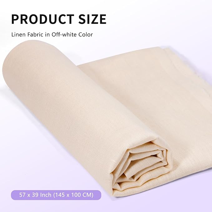 Pllieay Off-White Linen Needlework Fabric for Tablecloth (57 by 39 Inch) | Needlework, Dressmaking, Skirts, Bag, Embroidery, Tablecloths and Garments Craft - Image 3