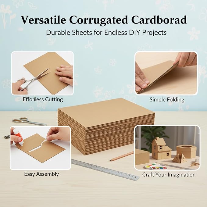 50 Pack 11x14 Corrugated Cardboard Sheets, Flat Cardboard Inserts for Shipping, Mailing, Packing, DIY Crafts - Image 5