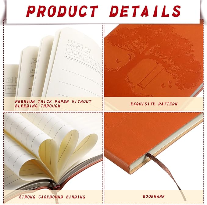 TaoBary 48 Pcs Pu Leather Journals Notebook Bulk Colorful Tree Life Lined Journal Notebook Soft Pu Leather Cover Ruled Writing Notebook for Writing School Office Home 128 Pages (8.1 x 5.6 Inch) - Image 4
