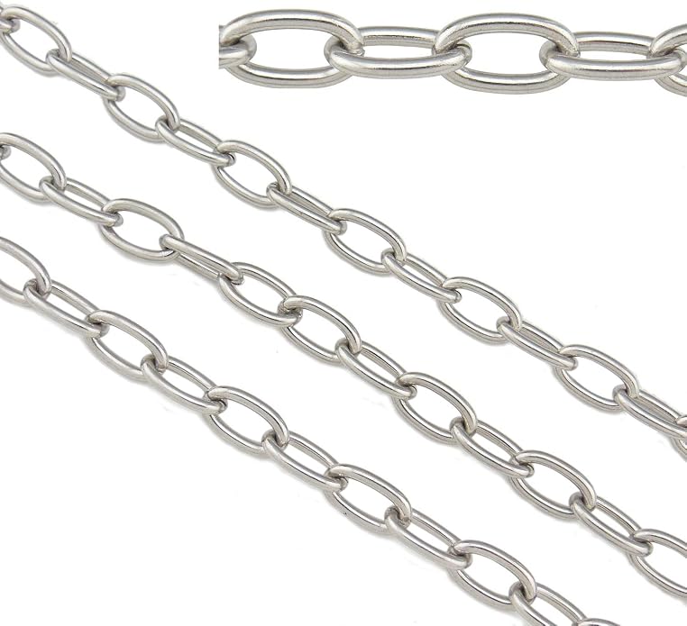 Coiris 6.6-49 Feet Stainless Steel Cable Chain for Jewelry Making Bulk, 2-9mm Soldered Link Chain Spool for DIY Necklaces Bracelets Crafts, Anti-Tarnish Metal Chain Roll (No Clasps Included) by COIRIS