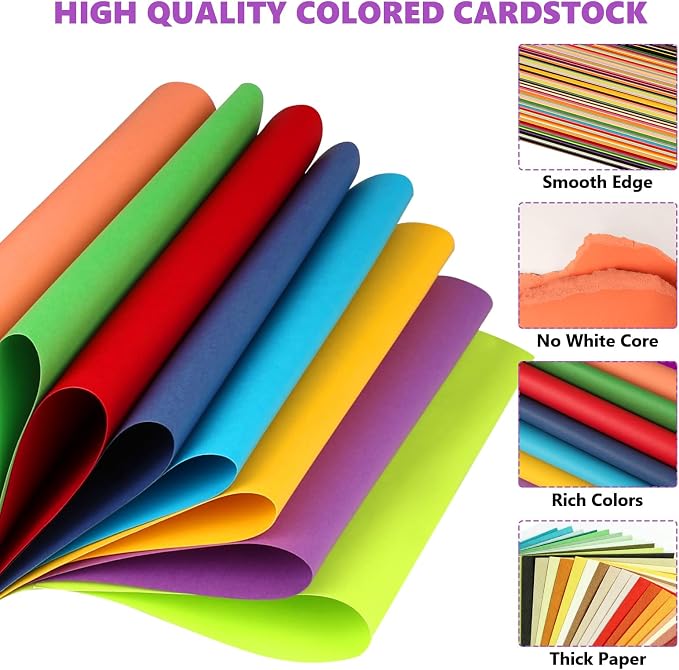 100 Sheets Colored Cardstock 8.5" X 11", 50 Assorted Colors(180GSM/65LB) | Construction Paper, for DIY Crafts, Card Stock Printer Paper, Thick Cardstock Paper for School Supplies, Party Decor - Image 3