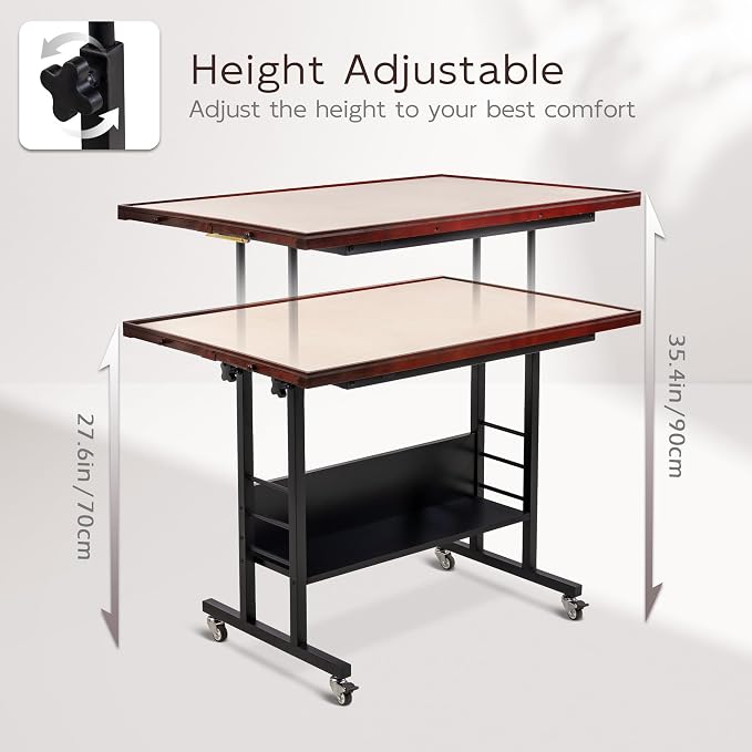 Becko US 1500 Piece Tilting Puzzle Table with 5 Drawers & Protective Cover | Height & 5-Level Angle Adjustable, Ergonomic Jigsaw Board Table for Adults, Easy to Tilt, Relieve Neck & Back Pain - Image 3