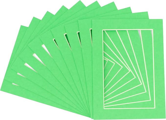 8x10 Mat for 12x16 Frame - Precut Mat Board Acid-Free Bright Green 8x10 Photo Matte For a 12x16 Picture Frame, Premium Matboard for Family Photos, Show Kits, Art, Picture Framing, Pack of 100 Mats by PosterPalooza
