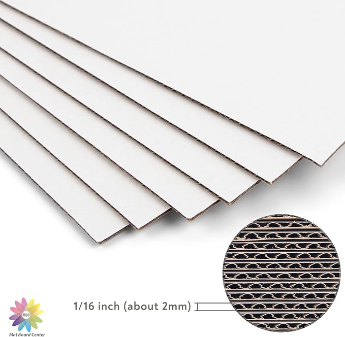 Mat Board Center, 9x12 Inch Corrugated Cardboard Sheets 50 Pack | Flat Cardboard Inserts for Mailing, Packaging & Shipping, Cardboard Backing, Craft Card Board (White on one side) - Image 3