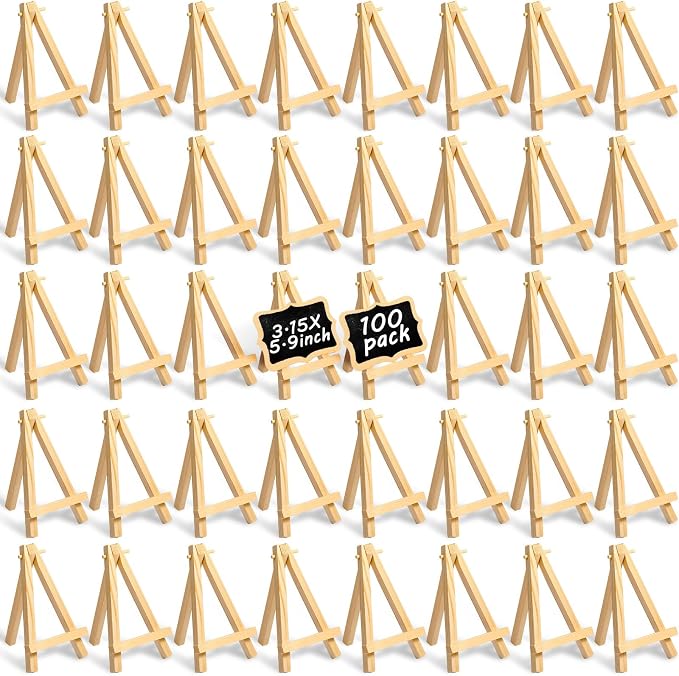 Mini Wooden Easel Stands Tripod Display Tabletop | For Artist Painting Business Cards Photos, Canvas Holder Wedding Table Numbers Party Favors Gift, Natural Wood Tripod Frame by Mimorou
