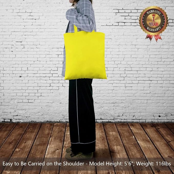 TOPDesign 24-Pack Economical 16"x15" Yellow Cotton Tote Bag, Lightweight Medium Reusable Grocery Shopping Cloth Bags, Suitable for DIY, Advertising, Promotion, Gift, Activity - Image 3