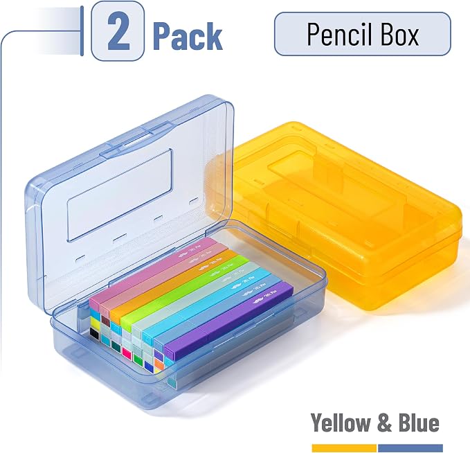 Mr. Pen- Plastic Pencil Case Box, 2 Pack, Large Crayon Marker Pen Organizer | Plastic Bead Organizing Container with Snap-Tight Lids, Clear Craft Storage Boxes, School Supplies - Image 2