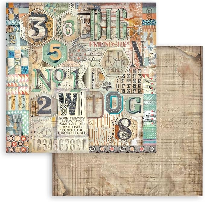 Stamperia - Scrapbook Paper Pad for Scrapbooking, Albums, Cards, Bullet Journals, and More, Acid Free, Double-Sided, Perfect for Crafts and Gifting (Furry Friends Background Selection) (20.3 x 20.3 cm - Image 4