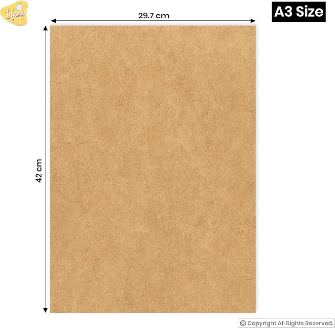 Lakeer 300 GSM A3 Kraft/Craft Paper Craft Liner Sheet for DIY Craft (Brown Color) Photo Sheet - Pack of 10 - Image 2