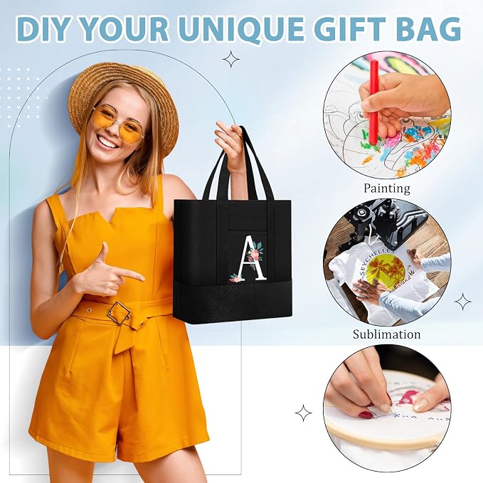 Sanwuta 6 Pcs Mini Canvas Tote Bags Bulk with Pocket Small Sublimation Blank Canvas Tote Reusable Grocery Bag for Women, DIY Craft (Classic Black) - Image 6