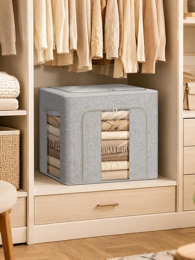 punemi 50L Cashmere Sweater Storage Bag with Cedar Balls, 1 Pack, Grey | Sturdy Steel Frame, Clear Window, for Cashmere, Wool Sweaters & Knitwear, Closet & Bedroom Storage - Image 8