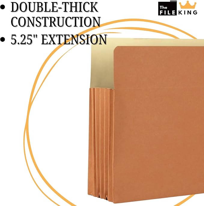 The File King Expanding Accordion File Folder – Legal Size | 5.25” Expansion, 10 Pack | Red Rope Expanding Pocket | Straight Cut Tab | Law, Accounting & Business Filing Organizer | Made in USA - Image 4
