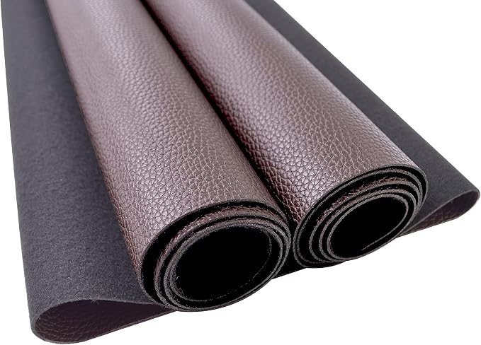3 Yards 54" x 108" Soft Faux Leather Fabric Dark Brown Fake Leather Fabric Upholstery Vinyl for Sofa Bags Chairs Car Seats DIY Crafts by Bobeey