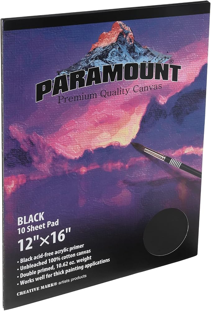 Paramount Universal Primed Premium Cotton Canvas Pads - Black - 12"x16" - 1 Pack - 10 Sheets - Universal Double Primed Cotton Canvas Pads for Drawing, Painting, Travel, & More - Image 2