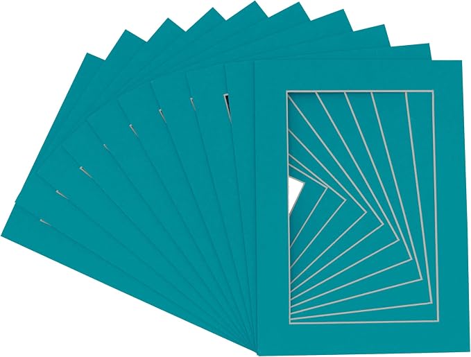 8x12 Mat for 11x14 Frame - Precut Mat Board Acid-Free Show Kit with Backing Board, and Clear Bags Teal Blue 8x12 Photo Matte Made to Fit a 11x14 Picture Frame Matboard for Framing, Pack of 100 Mats by PosterPalooza